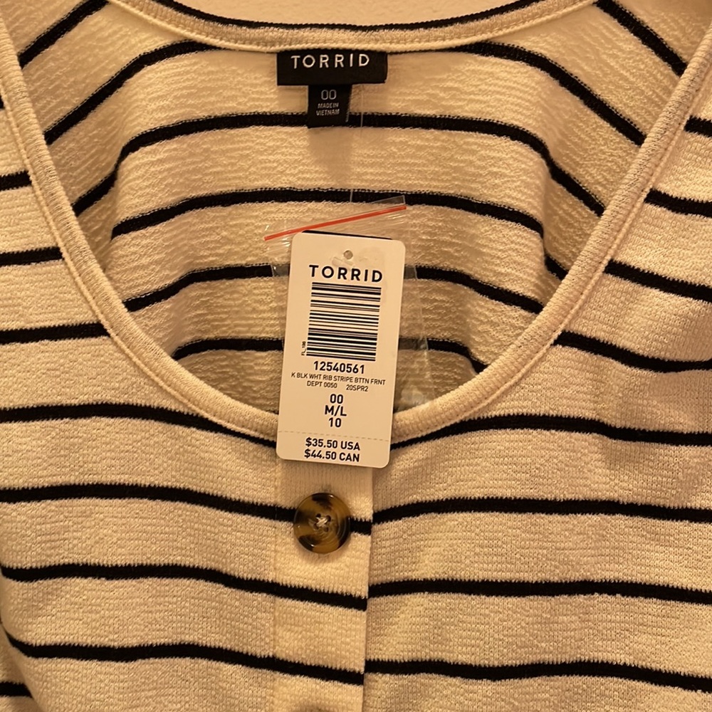 Torrid Striped Button Tee - Picture 5 of 5
